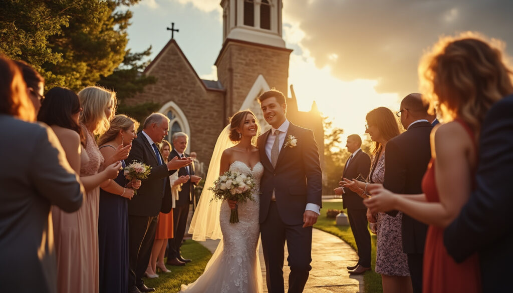 découvrez une sélection de chansons de sortie d'église pour mariage, à la fois joyeuses et émouvantes, pour sublimer ce moment unique et émouvoir vos invités lors de votre cérémonie.