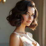 Une coiffure de mariage : carré plongeant bouclé, look idéal pour tous les visages