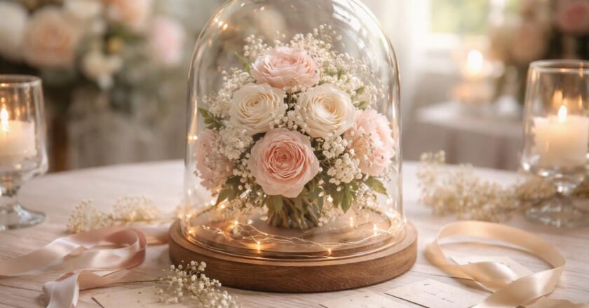 Bouquet éternel sous cloche pour un mariage : comment le personnaliser à votre goût