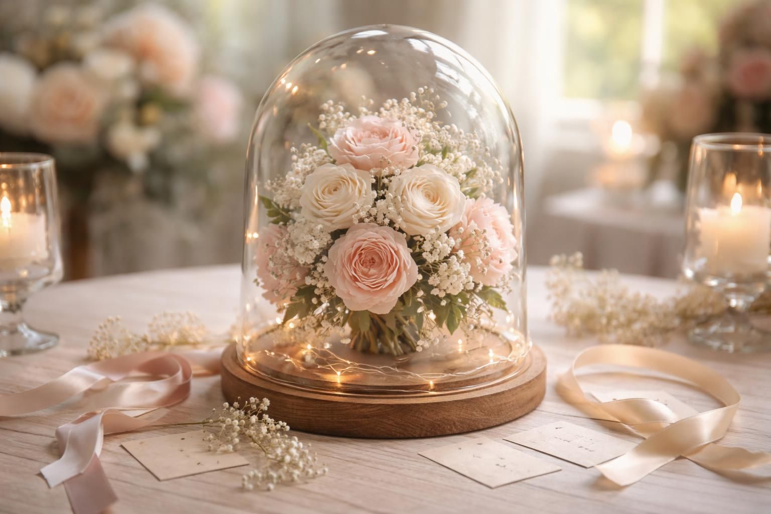 découvrez comment personnaliser un bouquet éternel sous cloche pour votre mariage, une décoration élégante et durable qui reflète parfaitement vos goûts et votre style.