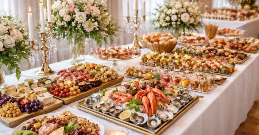 Buffet gourmet pour une réception de mariage