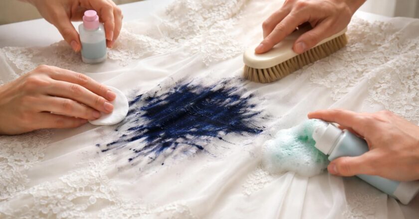 Enlever une tache de marqueur indélébile sur un vêtement de mariage : erreurs à éviter