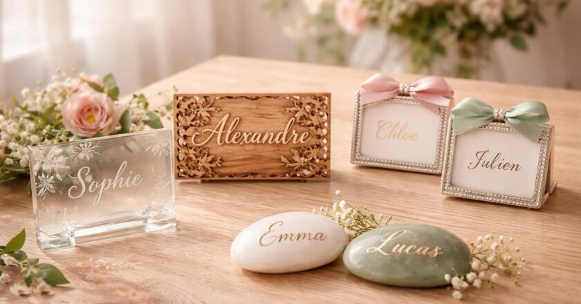 Idées créatives pour des portes-noms de mariage uniques