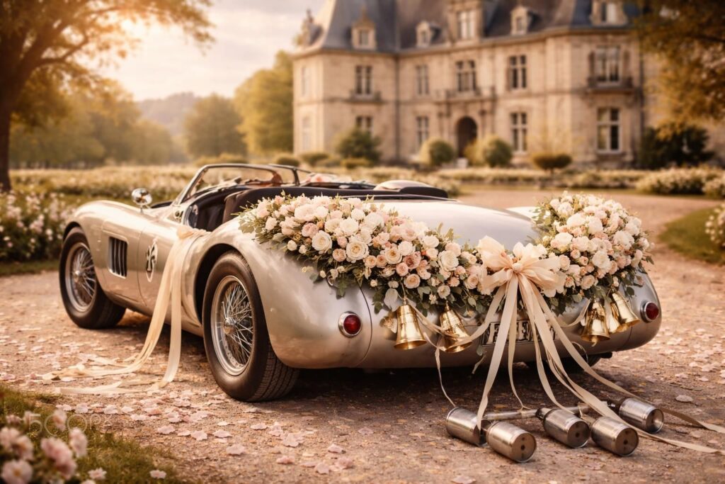 offrez-vous un départ inoubliable pour votre mariage avec une voiture balai élégante et originale, parfaite pour marquer ce moment unique.