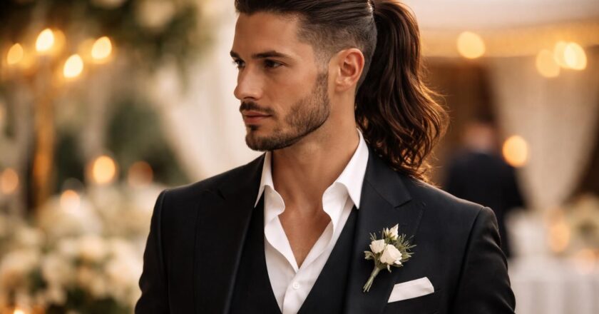 Comment accessoiriser votre queue de cheval dégradée pour homme pour un mariage élégant