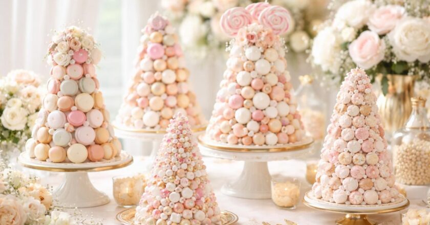 Explorez les différentes créations de pièces montées en bonbons pour un mariage chic