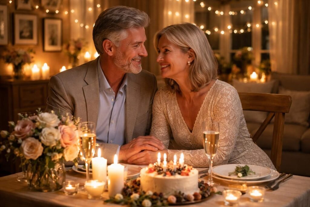 organisez une célébration intime et mémorable pour votre anniversaire de mariage, avec des moments chaleureux et pleins d'émotion.