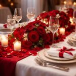 Créer une ambiance romantique avec votre décoration de table de mariage rouge et blanc