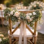 Idée de décoration de chaise pour un mariage : misez sur les fleurs et la verdure