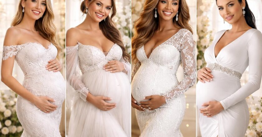 Inspiration : des célébrités et leurs robes de mariée pour femme enceinte