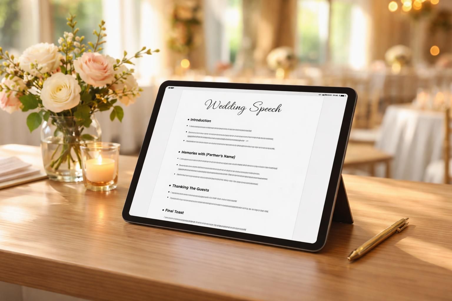 découvrez des notes de discours de mariage prêtes à être lues sur tablette tactile, pour un discours sans stress et sans feuilles.