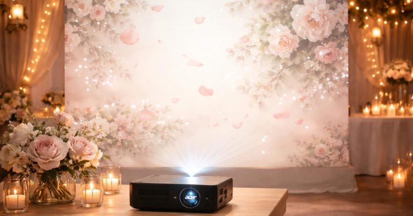 Un fond animé pour photo-booth de mariage avec mini vidéoprojecteur Acer