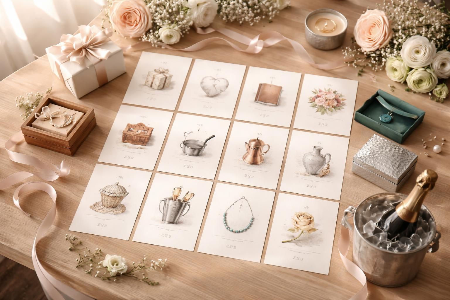 découvrez notre calendrier de noces avec les significations traditionnelles et découvrez des idées cadeaux originales pour chaque anniversaire de mariage.