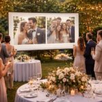 Écran de projection pour les photos du mariage projetées en direct au cocktail