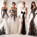 Idées de robe de mariée blanc et noir pour un style chic