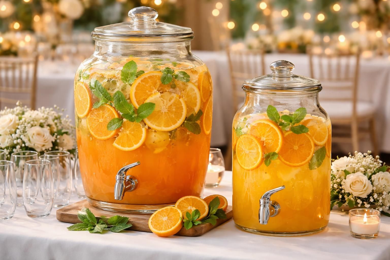 découvrez notre recette de punch orange pour mariage (50 personnes) avec une variante sans alcool, idéale pour régaler tous vos invités lors de votre célébration.