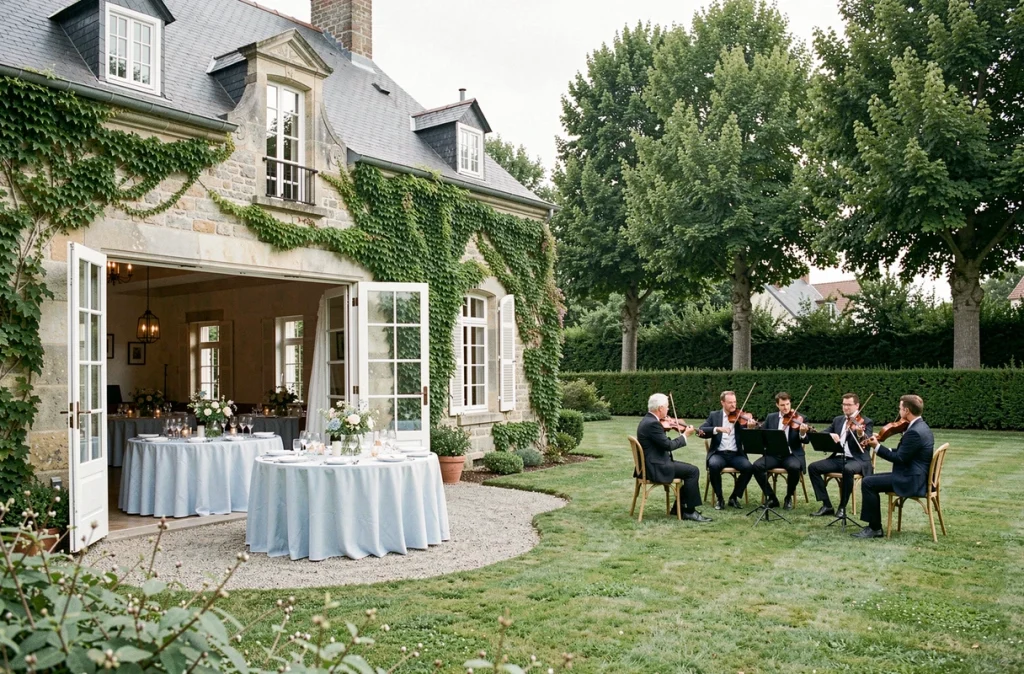 Domaine de l'Étoile de Forges, réception de mariage dans le bocage normand avec manoir en pierre et pelouse
