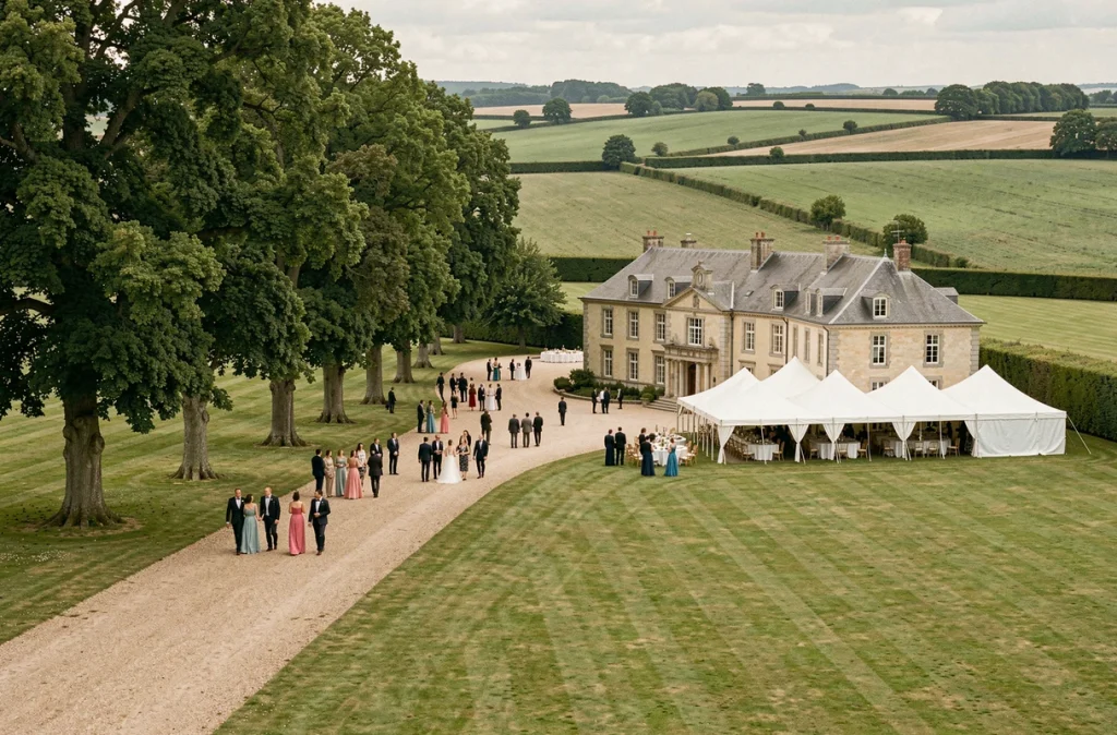 Domaine de Joinville dans le Pays de Bray, grande réception de mariage en plein air avec manoir normand