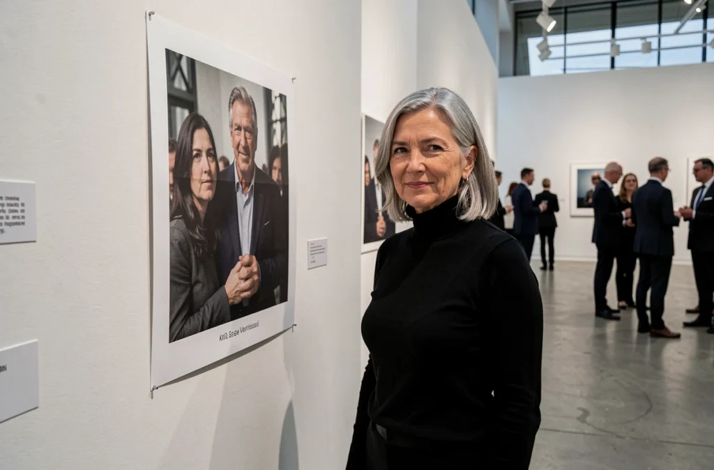 Photographe renommée présentant son travail lors d'une exposition dans une galerie d'art contemporaine